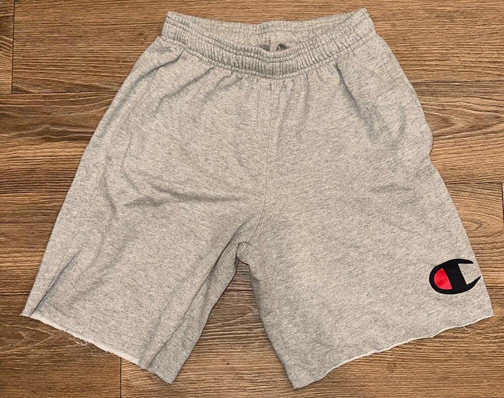Champion Cut Off Fleece Shorts In Gray Men's Size Medium